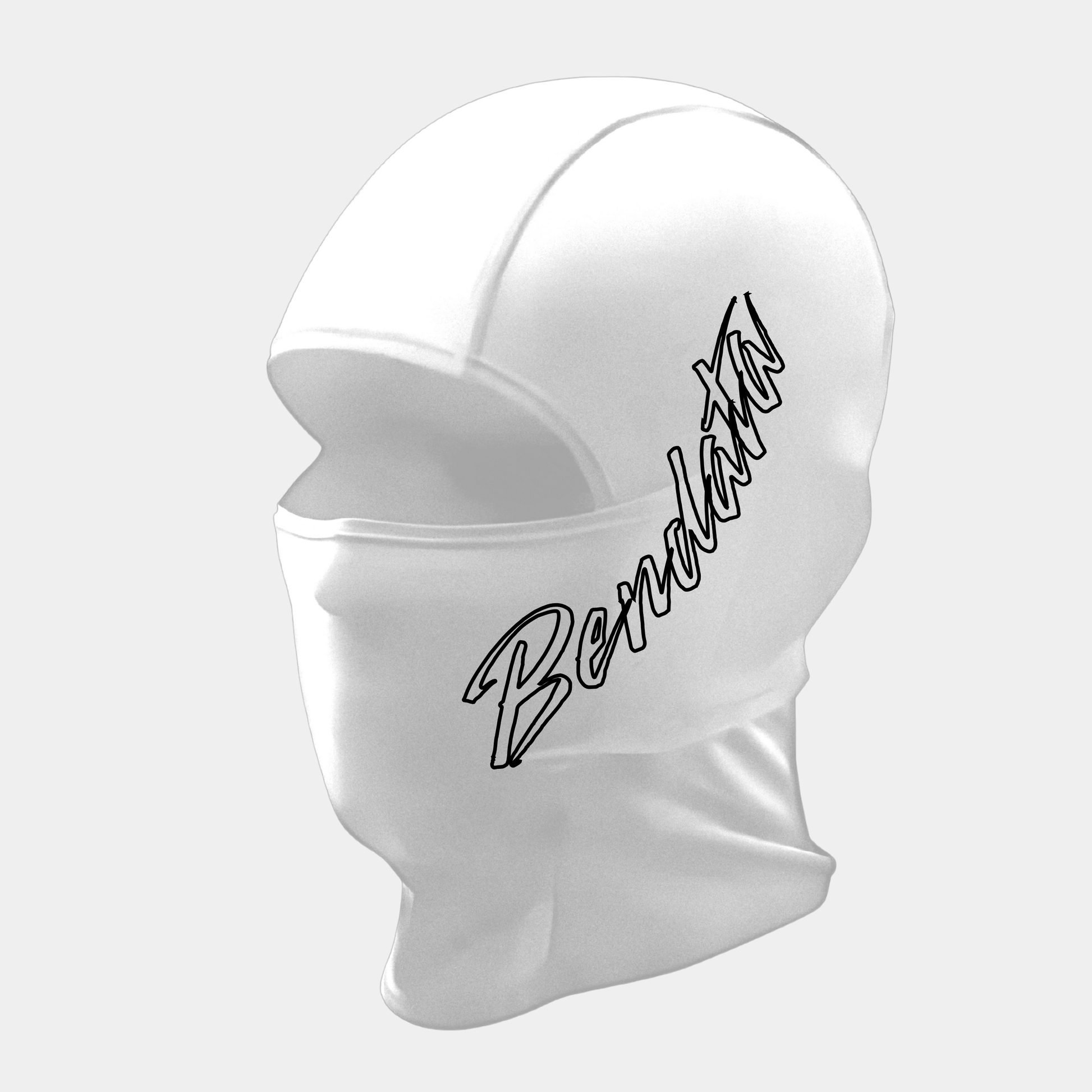 Passamontagna bianco unisex streetwear firmato Bendata, taglia unica