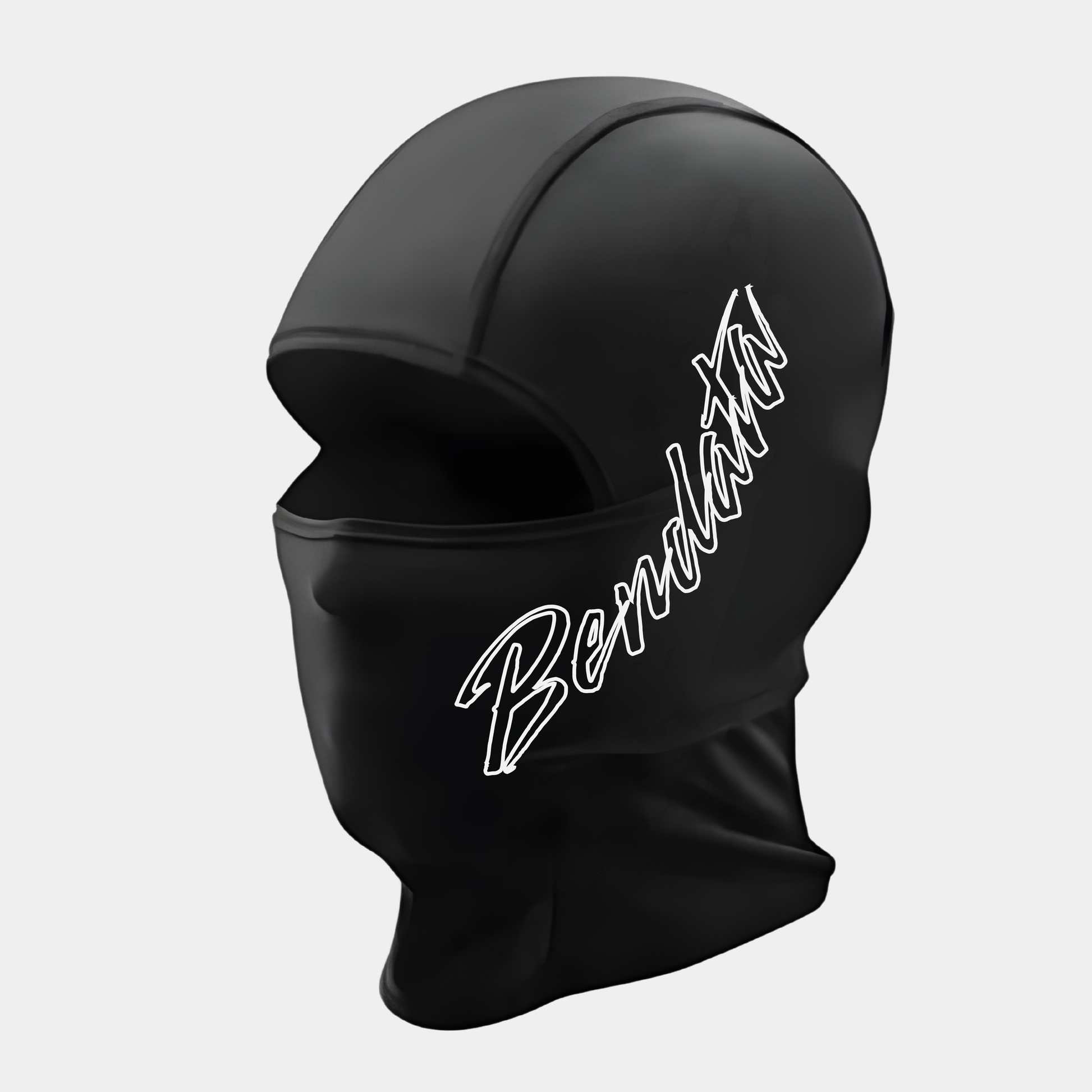 Balaclava nera Bendata in lycra aderente con logo serigrafato laterale
