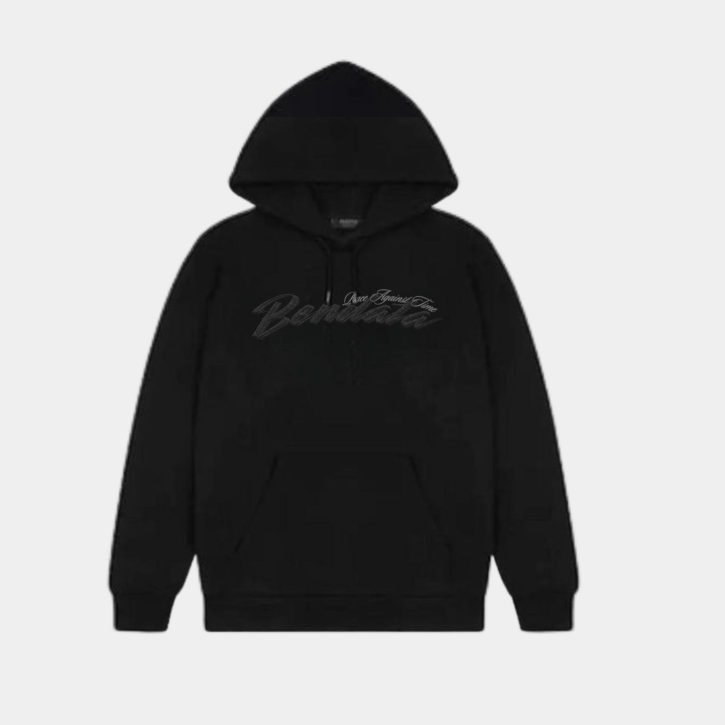 Felpa nera Bendata in cotton fleece con tasca a marsupio e logo cucito