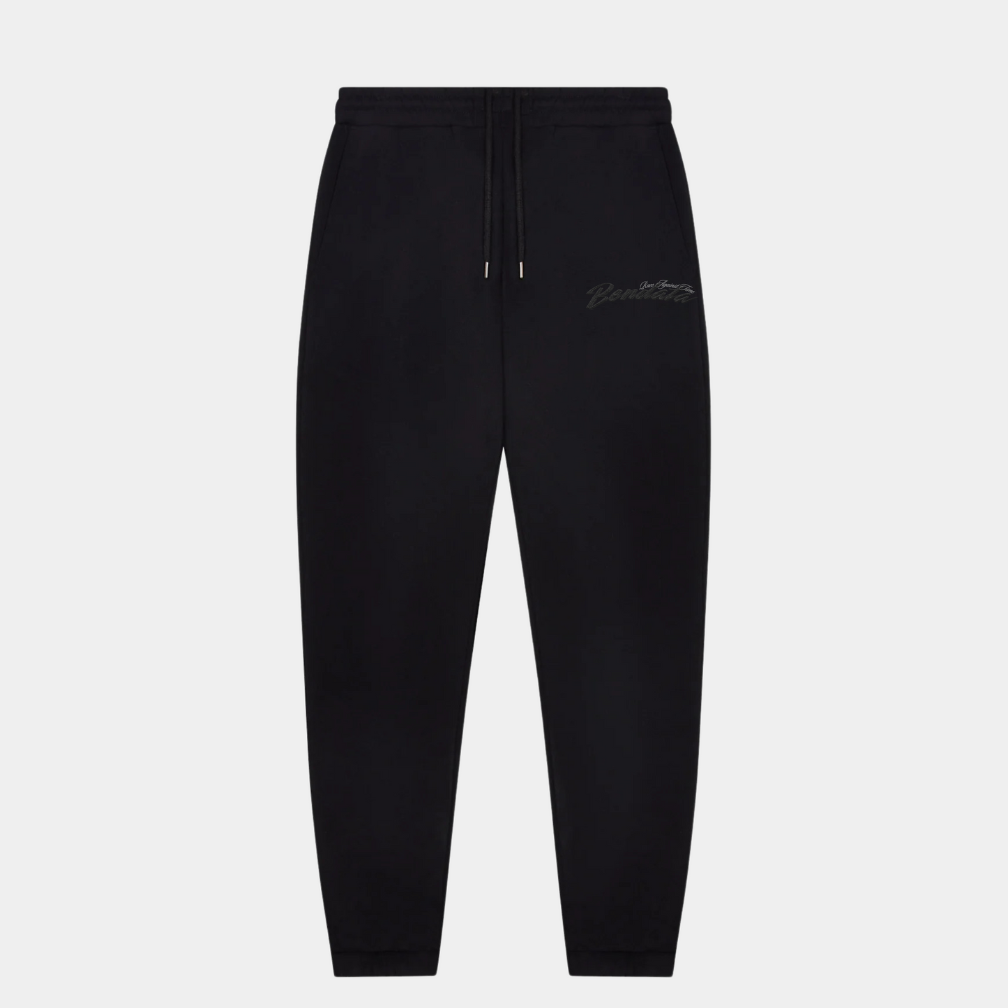 Pantaloni neri Bendata in fleece con zip alla caviglia e logo cucito
