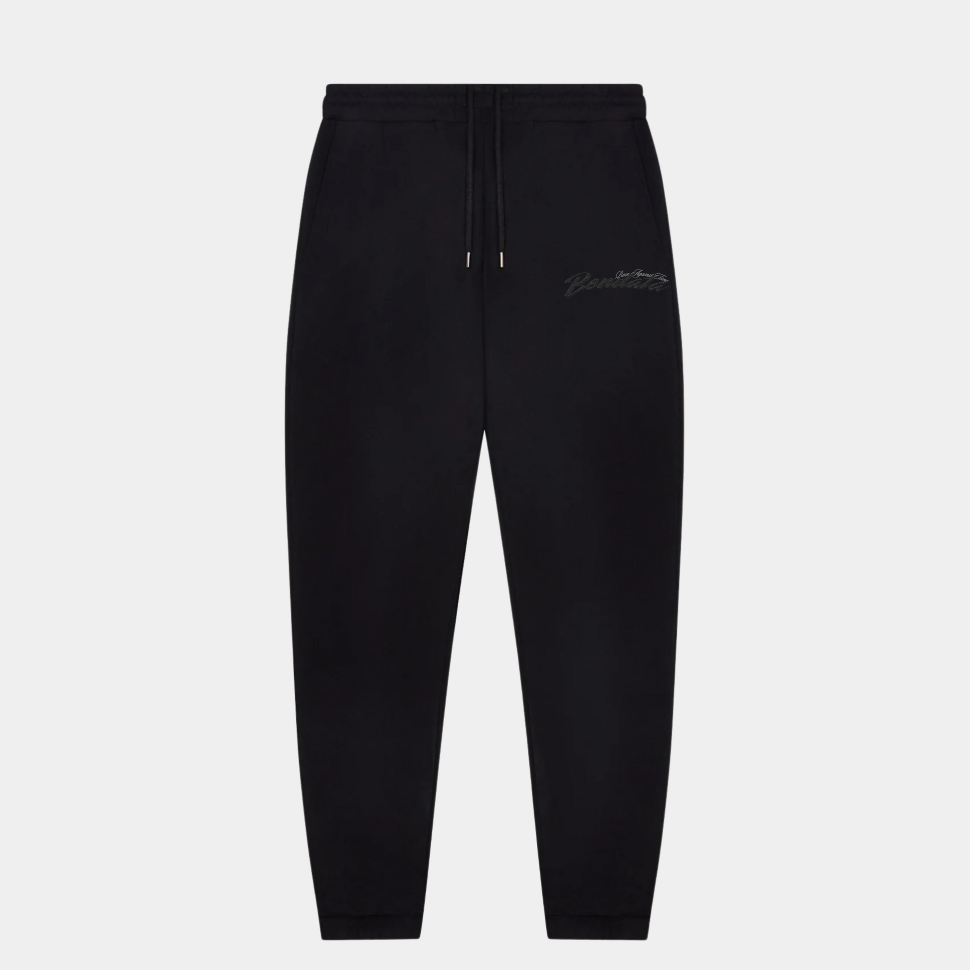 Pantaloni neri Bendata in fleece con zip alla caviglia e logo cucito