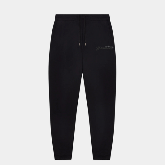 Pantaloni neri Bendata in fleece con zip alla caviglia e logo cucito