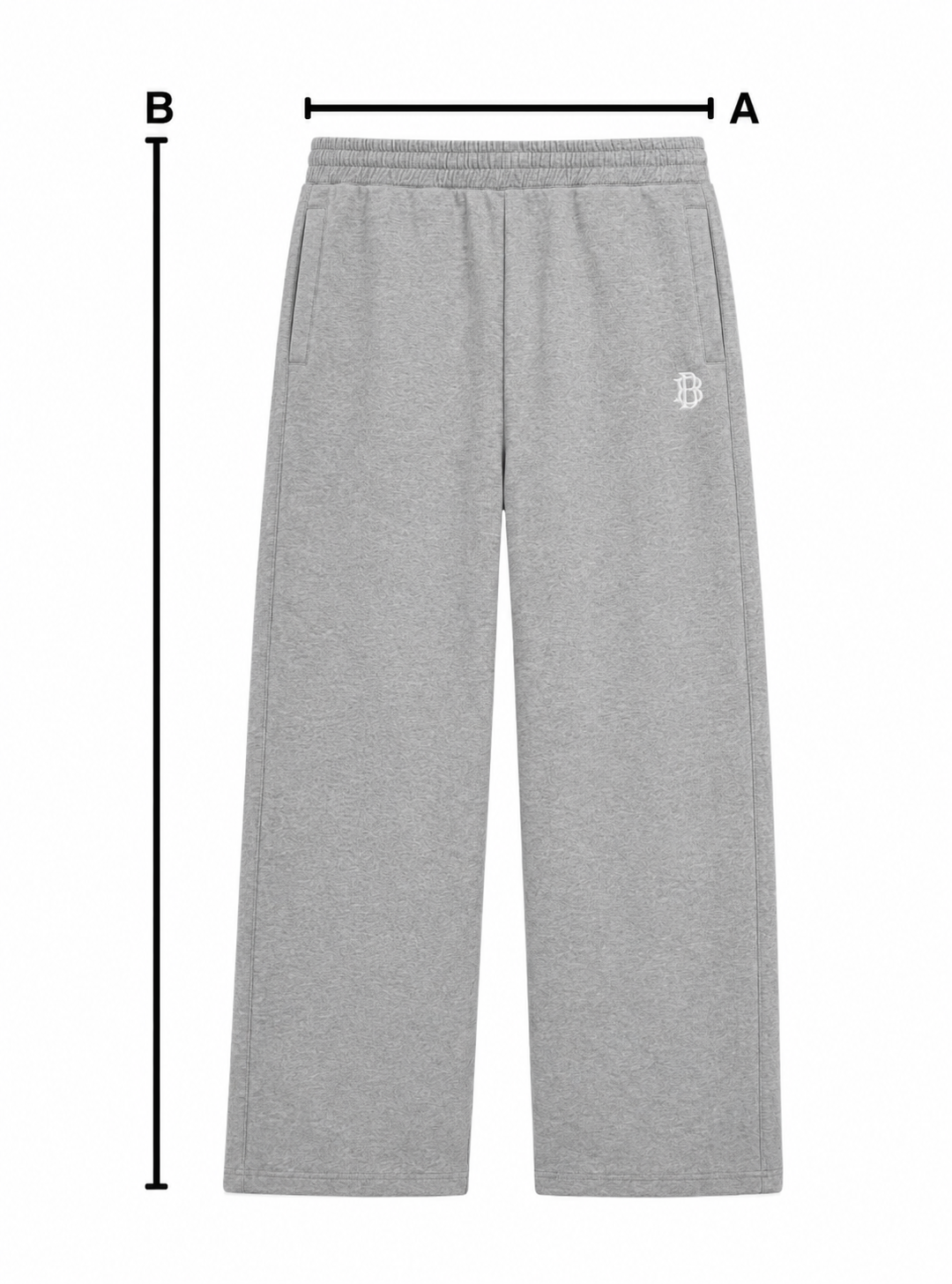 BENDATA long pants measurement guide: A waist width and B total length